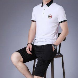Cotton short sleeve t-shirt men's combed cotton sweat absorbing round neck T-shi